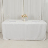 6ft White Open Back Fitted Polyester Rectangle Tablecloth, Trade Show Table Cover