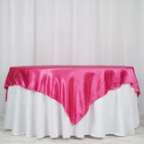 72" x 72" Fuchsia Satin Square Tablecloth Overlay