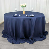 132inch Navy Blue 200 GSM Seamless Premium Polyester Round Tablecloth