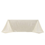 90"x132" Shimmer Pearl White Scuba Rectangle Tablecloth, Wrinkle Free Seamless Premium