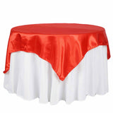 72" x 72" Red Satin Square Tablecloth Overlay