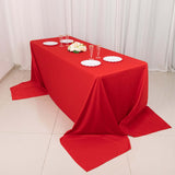 90x156inch Red Premium Scuba Wrinkle Free Rectangular Tablecloth, Seamless Scuba Polyester