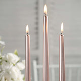 12 Pack | Metallic Rose Gold 10inches Premium Wax Taper Candles, Unscented Candles