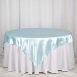 72" x 72" Light Blue Satin Square Tablecloth Overlay