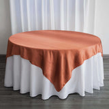 72" x 72" Terracotta (Rust) Satin Square Tablecloth Overlay