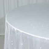 Scuba Round Tablecloth 120 White with Rhinestone Accents – Seamless, Wrinkle-Free
