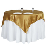 60inch x 60inch Gold Seamless Satin Square Tablecloth Overlay