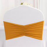 5 Pack Gold Wide Ruffled Fitted Spandex Chair Sash Band