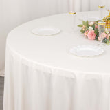 120inch Ivory Premium Scuba Round Tablecloth, Wrinkle Free Polyester Seamless Tablecloth