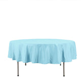 90" Light Blue Polyester Round Tablecloth