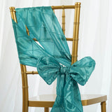 5 PCS | 7 Inch x 106 Inch | Turquoise Pintuck Chair Sash | TableclothsFactory#whtbkgd