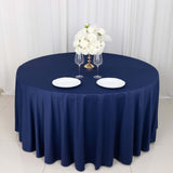 120inch Navy Blue Premium Scuba Wrinkle Free Round Tablecloth, Scuba Polyester Tablecloth