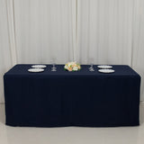 6ft Navy Blue Open Back Fitted Polyester Rectangle Tablecloth, Trade Show Table Cover