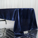 60"x126" Navy Blue Satin Rectangular Tablecloth