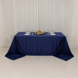 90x132inch navy blue Seamless Lamour Satin Rectangle Tablecloth for 6 Foot Table