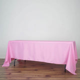 72"x120" Pink Polyester Rectangle Tablecloth, Reusable Linen Tablecloth