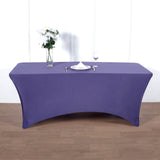 Purple Stretch Spandex Rectangle Tablecloth 8ft Wrinkle Free Fitted Table Cover