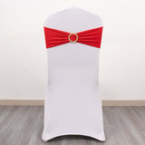 5 Pack Red Spandex Chair Sashes with Gold Diamond Buckles, Elegant Stretch Chair Bands and Slide On 