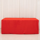 Red Fitted Premium Polyester Rectangle Tablecloth 6ft Table Cover