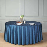 120inch Navy Blue Seamless Premium Velvet Round Tablecloth, Reusable Linen