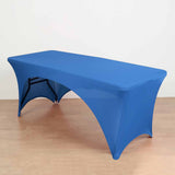 Royal Blue Open Back Stretch Spandex Rectangle Tablecloth 8ft Wrinkle Free Fitted Table