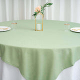 70"x70" Sage Green Square Polyester Table Overlay Washable Linen Overlay