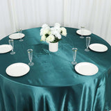 120inch Peacock Teal Satin Round Tablecloth