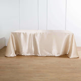 90"x156" Beige Satin Rectangular Tablecloth