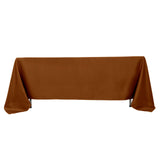 72"x120" Cinnamon Brown Polyester Rectangle Tablecloth, Reusable Linen Tablecloth