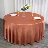 120Inch Terracotta (Rust) Seamless Satin Round Tablecloth