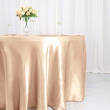 120inch Nude Satin Round Tablecloth