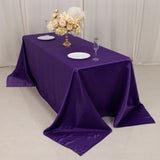 90x132inch Purple Seamless Lamour Satin Rectangle Tablecloth for 6 Foot Table