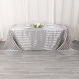 90x132inch Silver Satin Stripe Seamless Rectangular Tablecloth