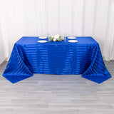 90x132inch Royal Blue Satin Stripe Seamless Rectangular Tablecloth