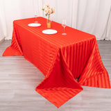 90x132inch Red Satin Stripe Seamless Rectangular Tablecloth