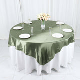 72"x72" Dusty Sage Green Satin Square Table Overlay