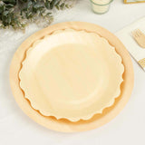 12 Pack | 9inch Natural Birch Wood Scalloped Biodegradable Dinner Plates