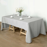 60"x102" Silver Polyester Rectangular Tablecloth