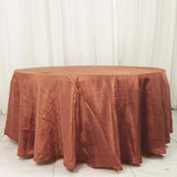 Terracotta (Rust) Seamless Accordion Crinkle Taffeta Round Tablecloth - 120inch