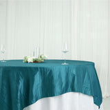 90x90Inch Accordion Crinkle Taffeta Table Overlay - Peacock Teal