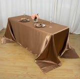 90x132inch Taupe Satin Seamless Rectangular Tablecloth