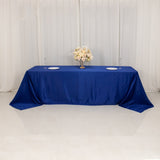 90x156inch Royal Blue Seamless Lamour Satin Rectangle Tablecloth for 8 Foot Table