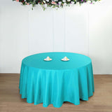 132Inch Turquoise Seamless Polyester Round Tablecloth