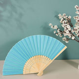 5 Pack Turquoise Asian Silk Folding Fans Party Favors, Oriental Folding Fan Favors