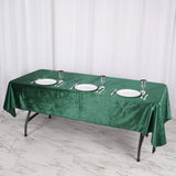 60"x102" Hunter Emerald Green Premium Velvet Rectangle Tablecloth, Reusable Linen