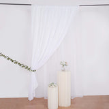 10ft White Dual Layered Sheer Chiffon Polyester Backdrop Curtain With Rod Pockets