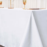 90"x132" White Polyester Rectangular Tablecloth