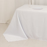 90x156inch White Seamless Lamour Satin Rectangle Tablecloth for 8 Foot Table