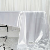 60"x126" White Satin Rectangular Tablecloth