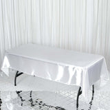 60"x102" White Smooth Satin Rectangular Tablecloth